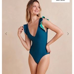 Summersalt - The Ruffle BlackFlip in Seaweed and Sea glass